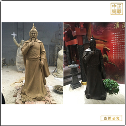 古代將軍摸胡子銅雕塑